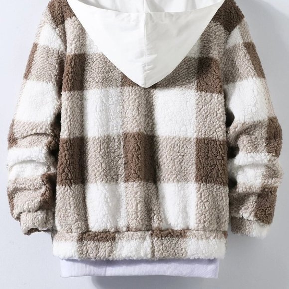 Brown And White Mens Teddy Jacket - Picture 4 of 7